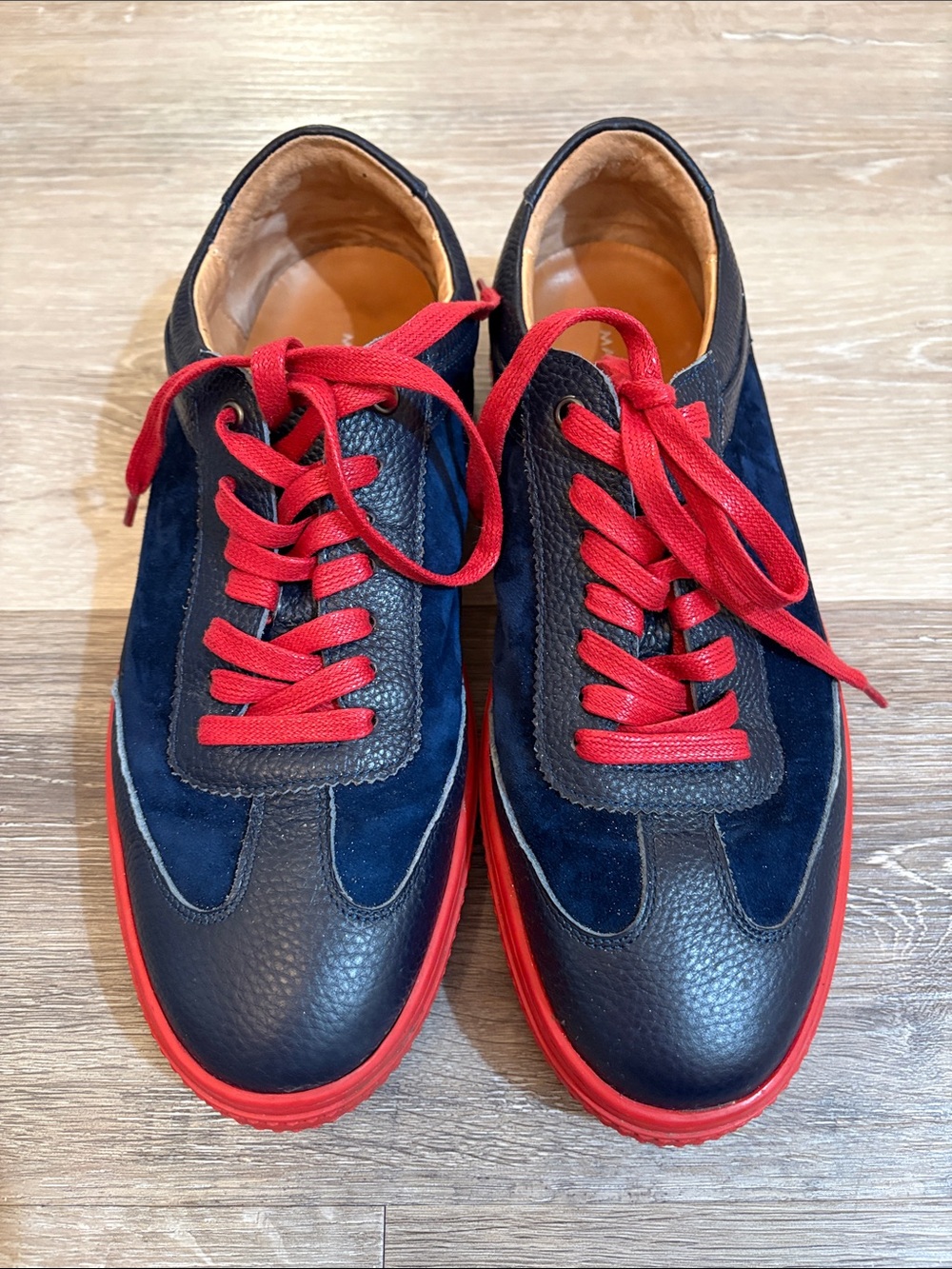 Marc Nolan Men's Size 11 Captain Navy Blue Suede Suede Leather Sneakers Red Sole